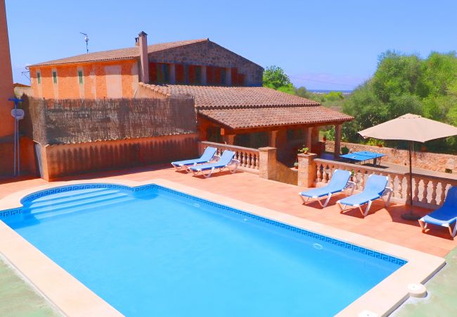 a Campos - Can Guillem 415 finca rústica con piscina privada, terraza, aire acondicionado y WiFi