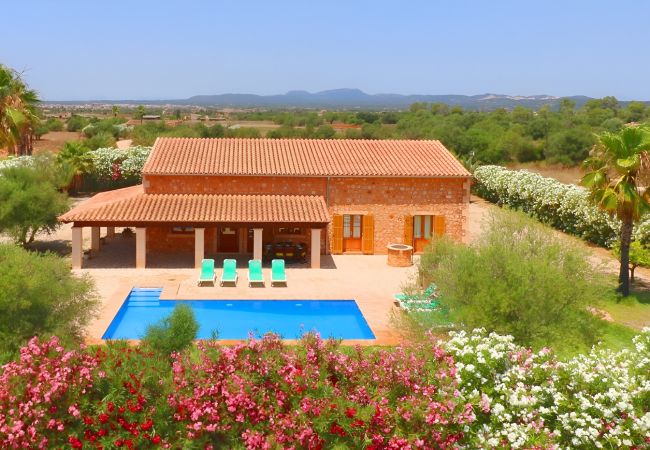  在 Campos - Sa Vinya 405 fantástica finca rústica con piscina privada, terraza, jardín y aire acondicionado